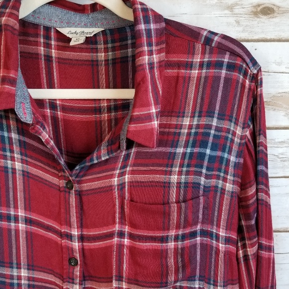 Lucky Brand red plaid button down shirt - Picture 4 of 7